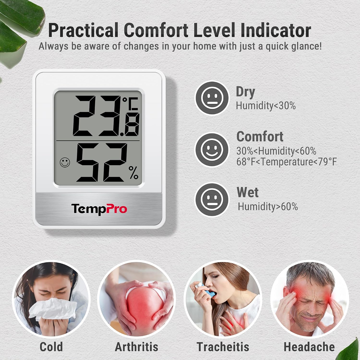 3er-Set Mini Thermo-Hygrometer TP49W-3